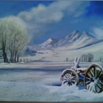 "CARRO NELLA NEVE" -40×60 cm-  olio su tela